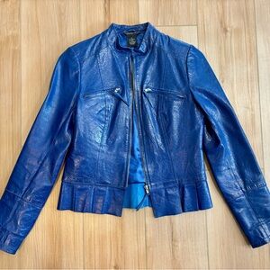 Arden B Vibrant Blue Leather Jacket